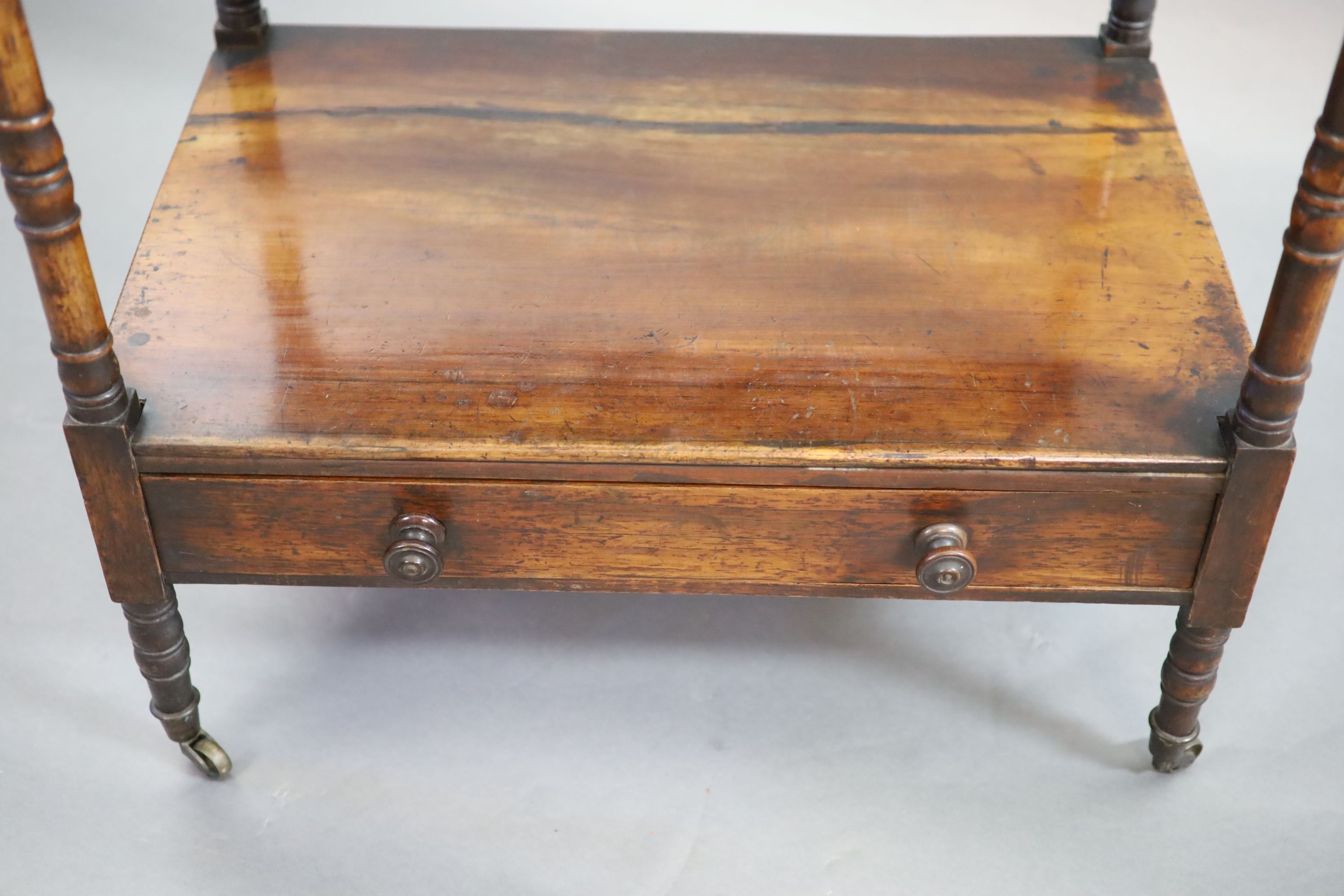 An early Victorian rosewood whatnot, W.65cm D.45cm H.105cm